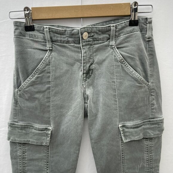 J Brand Slim Fit Cargo Pants Zippered Ankles Pockets Mint Olive Worn Womens 36 - Picture 12 of 13
